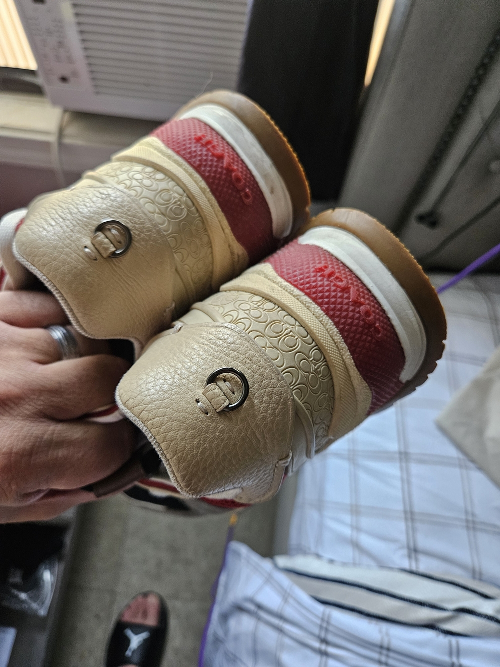 Coach Kids Slip-On Sneakers in Beige and Red